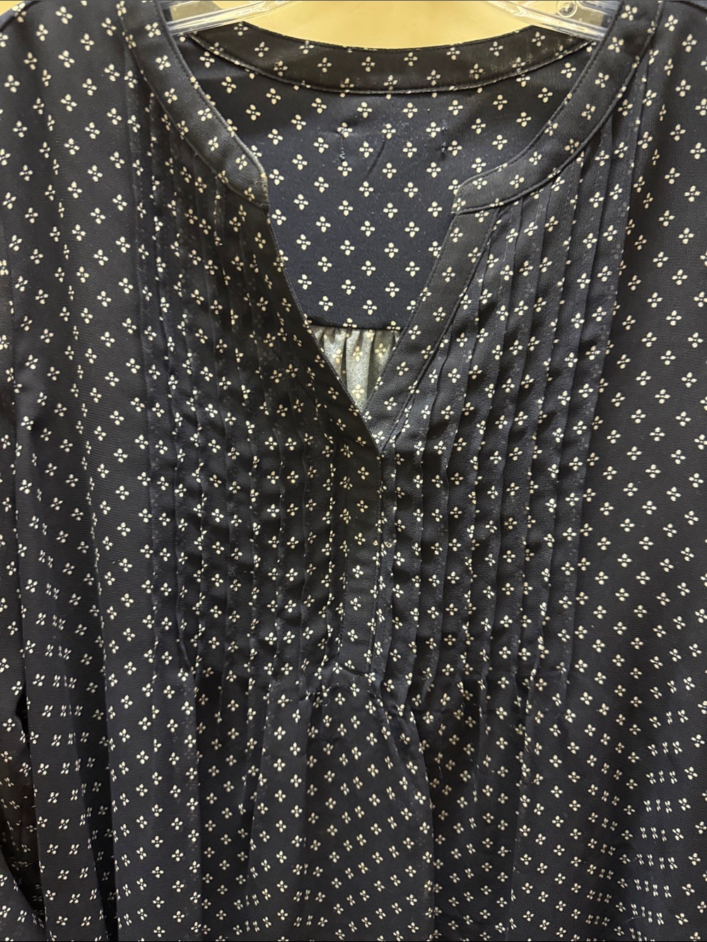 Charter Club Navy and White Pintuck Peasant Blouse - Picture 2 of 7